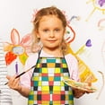 thumbnail image 2 of Rainbow Checkered Pattern Kids Aprons for Girls and Boys,Adjustable Neck Strap Toddler Aprons for Kids Cooking Baking, 2 of 6