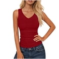 thumbnail image 3 of FAVIPT Women's Plus Size Ribbed Knit Tank Tops V Neck Sleeveless Slim Fitted Cami Summer Basic Tops Wine,XXXXL, 3 of 7