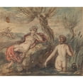 thumbnail image 3 of Robert Smirke 23x20 Black Modern Framed Museum Art Print Titled - Two Women Enjoying Their Time by a Stream, 3 of 5