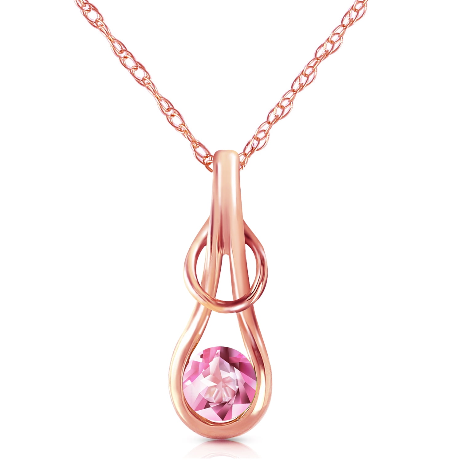 Galaxy Gold 14K Solid Gold Natural Pink Topaz Pendant Necklace for Women - Rose Gold Fine Jewelry