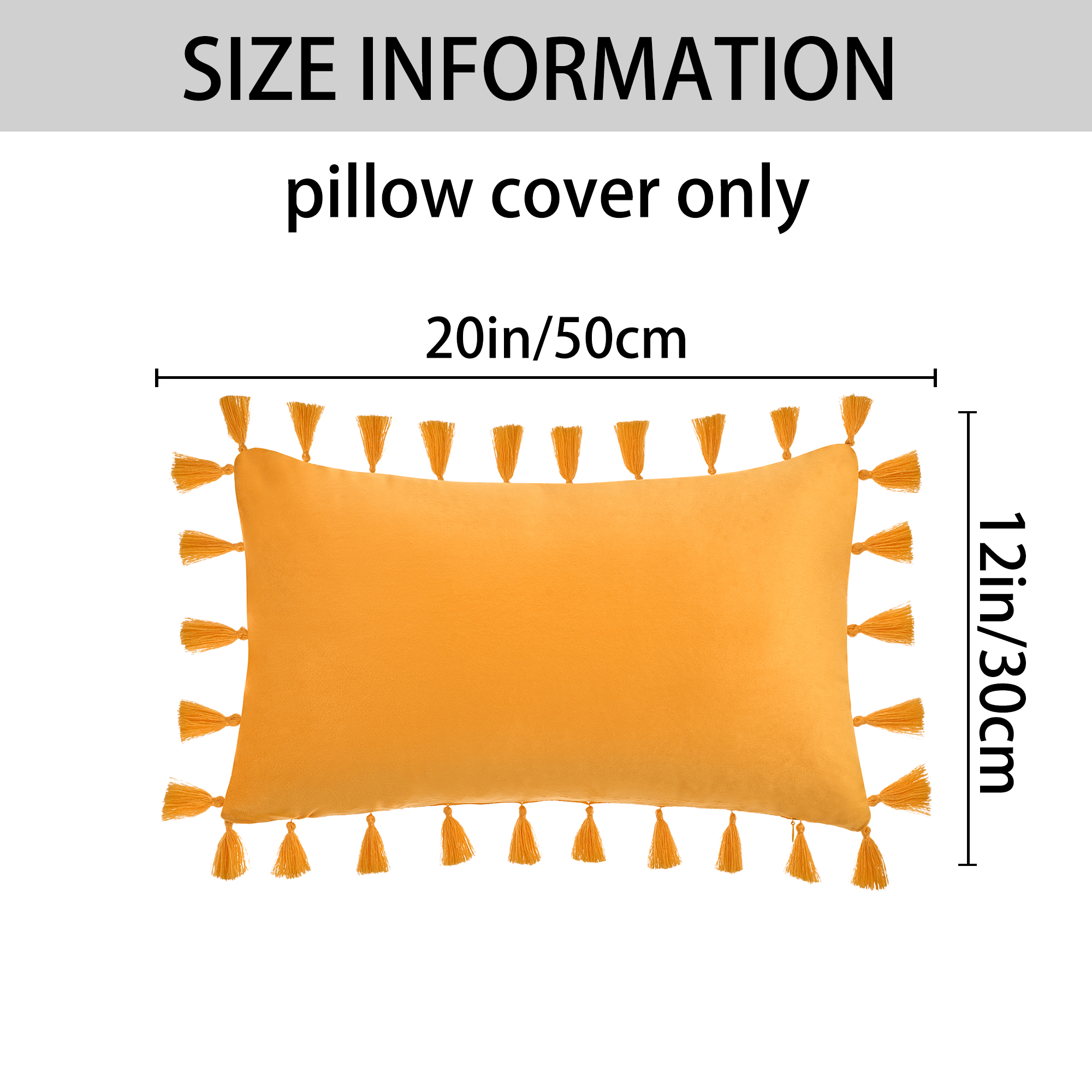 Unique Bargains Velvet Soft Throw Pillow Covers Pack of 2 Yellow 20" x 12"