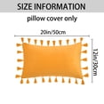 thumbnail image 6 of REGALWOVEN Pack of 2 Velvet Soft Solid Decorative Throw Pillow Covers Bohemian Pillowcases with Tassels for Sofa Bedroom Couch Yellow 20" x 12", 6 of 6