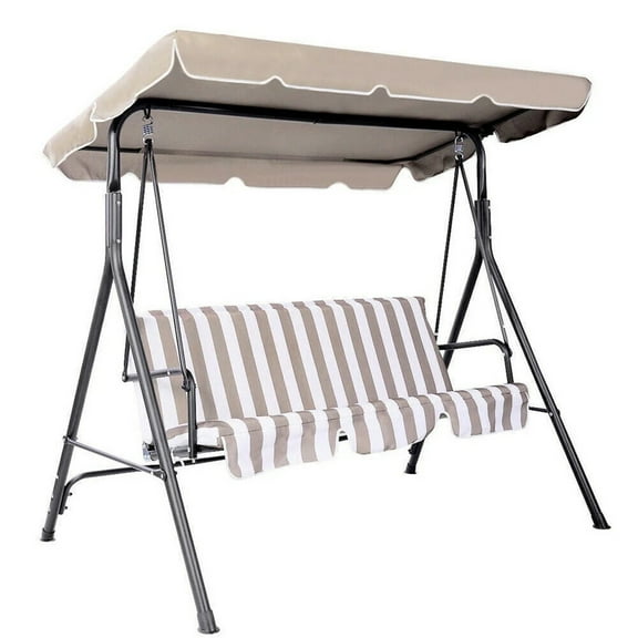 Lggsban Swing Canopy Replacement Waterproof UV Resistant Top Cover 75''x 47'' Outdoor Swing Sun Shade 2-3 Seater Awning Canopy Summer,1PC,Beige,Cloth