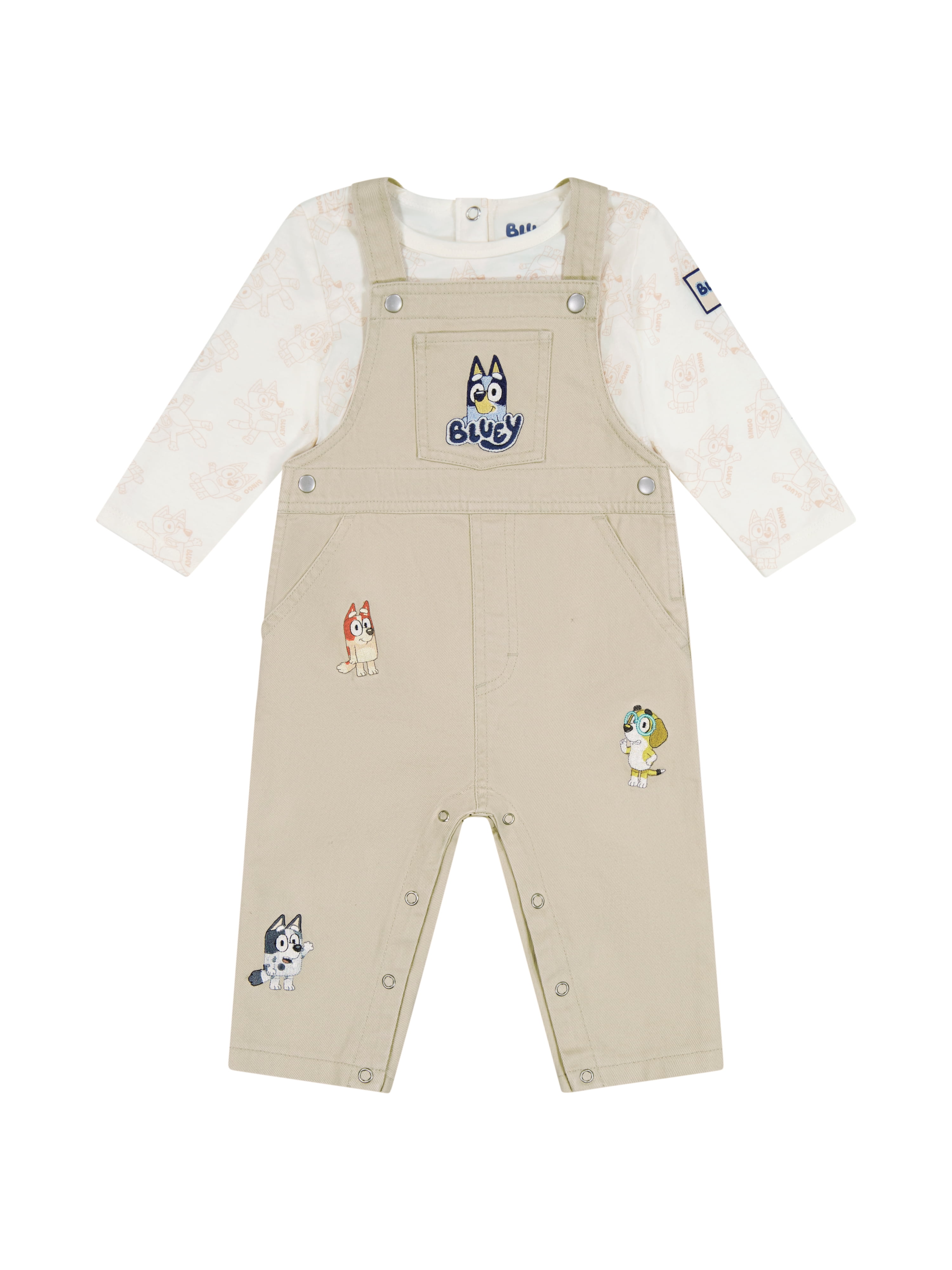 Bluey Baby Boy 2 Piece Overall Set, Sizes 0-24 Months