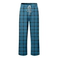 thumbnail image 5 of Men's Straight-Fit Woven Pajama Pant with Pockets Soft Sleep Pants Loose Fit Pj Bottoms with Drawstring Lounge Pants (Available in Big & Tall) (9-Blue, Medium), 5 of 6