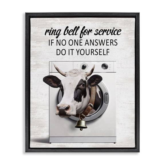 Stupell Industries Sassy Cow Laundry Quotes and Sayings Painting Black Floater Framed Canvas Art Print Wall Art, 17 x 21
