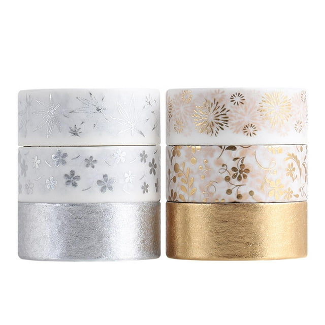 Juego De Cintas Washi, Pegatina Dorada/lámina Plateada Para álbum De Recortes, Planificador Artesanal DIY