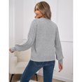 thumbnail image 2 of SOMER Women's Pullover Sweaters V Neck Casual with Button Long Sleeve Knit Top Soft Cozy Jumper Tops, 2 of 7