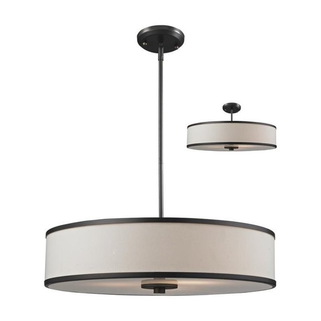 Z-Lite Cameo 3 Light Convertible Pendant in Creme and Bronze