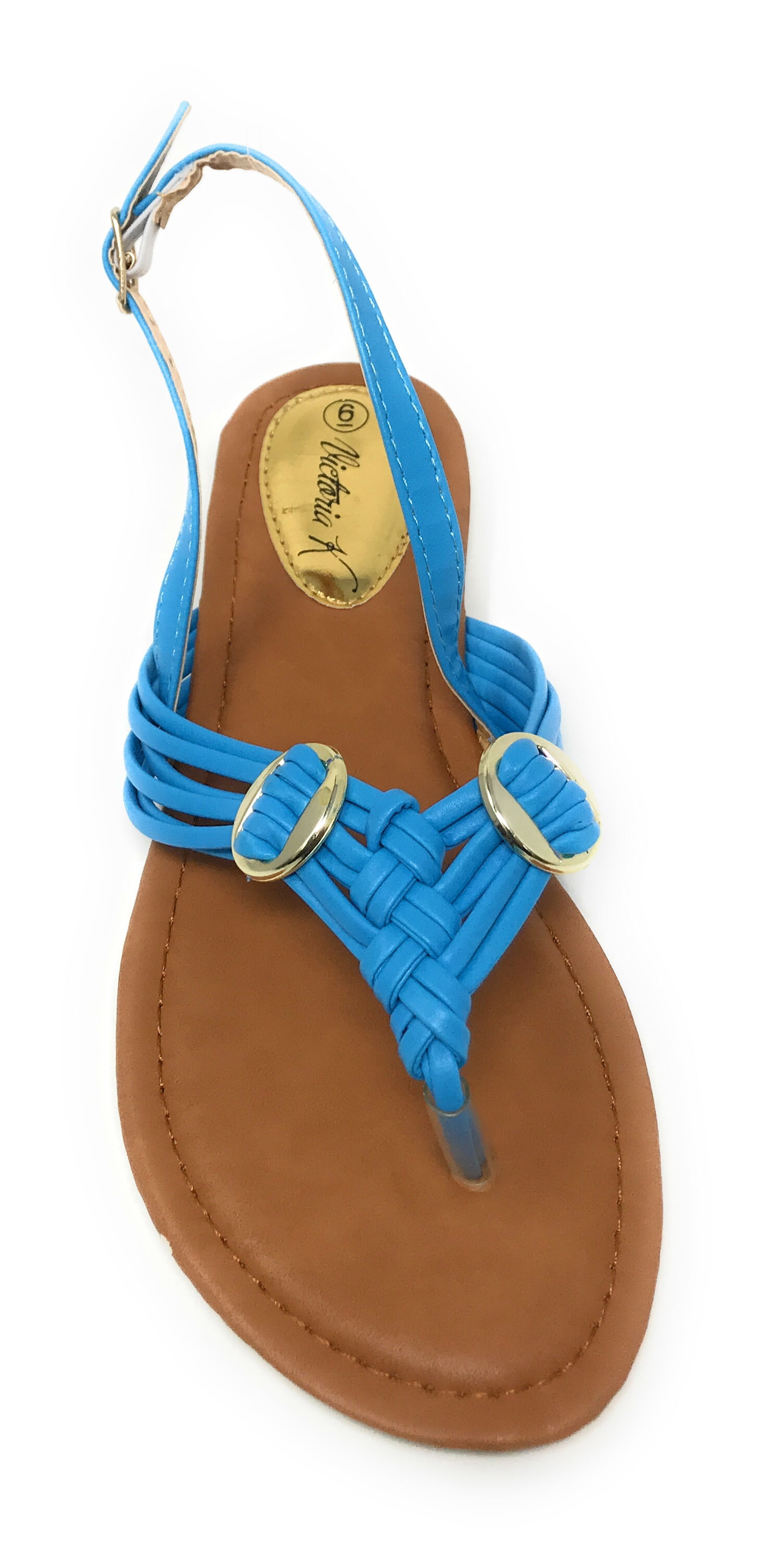 Victoria K Women's Multi Straps With Gold Side Buckles Sandals