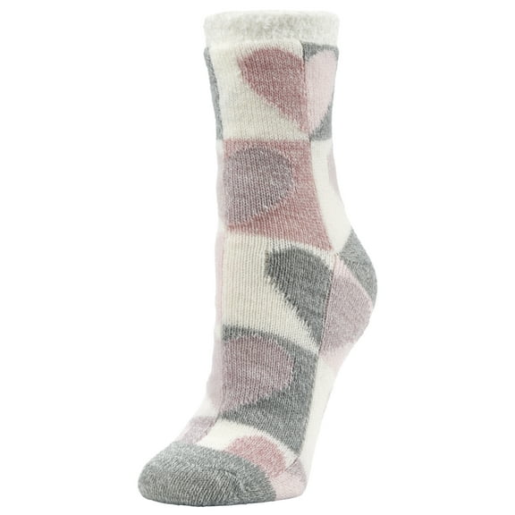 Airplus Double Layer Lilac Hearts Crew Socks, Women's 5-10, 1 pair