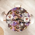 thumbnail image 4 of Ambesonne Retro Fitted Round Tablecloth, Vintage Floral Art Nostalgia, 40"- 44" Diameter, Redwood Lilac Black, 4 of 5