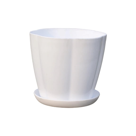 Yhmxh Plastic Plants Pots with Matching Drainage Saucers, Cute Round Flower Planter Containers, Lightweight Indoor Outdoor Plants Pots for Pothos, Flowers, Balcony Windowsill Garden Planting Decor