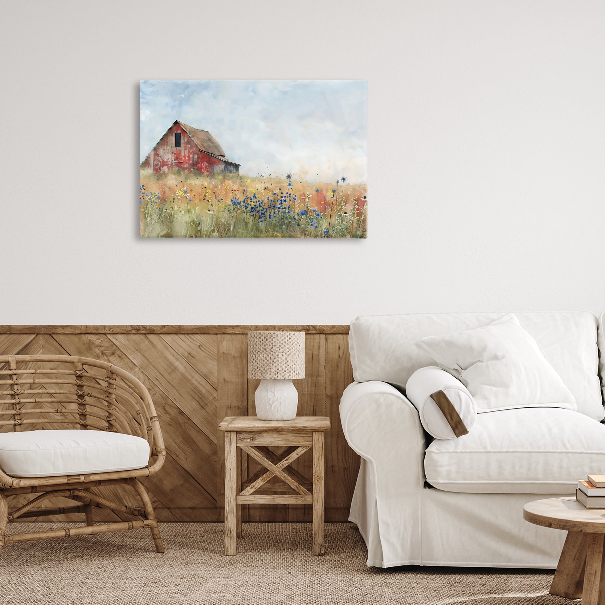 Stupell Industries Rustic Barn in Colorful Meadow Canvas Wall Art, design by Creative Studio