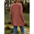 thumbnail image 6 of Franhais Women Fashion V-Neck Cardigan Solid Color Rib Long Sleeve Sweater Button-Down Fall Casual Soft Knit Coat, 6 of 7