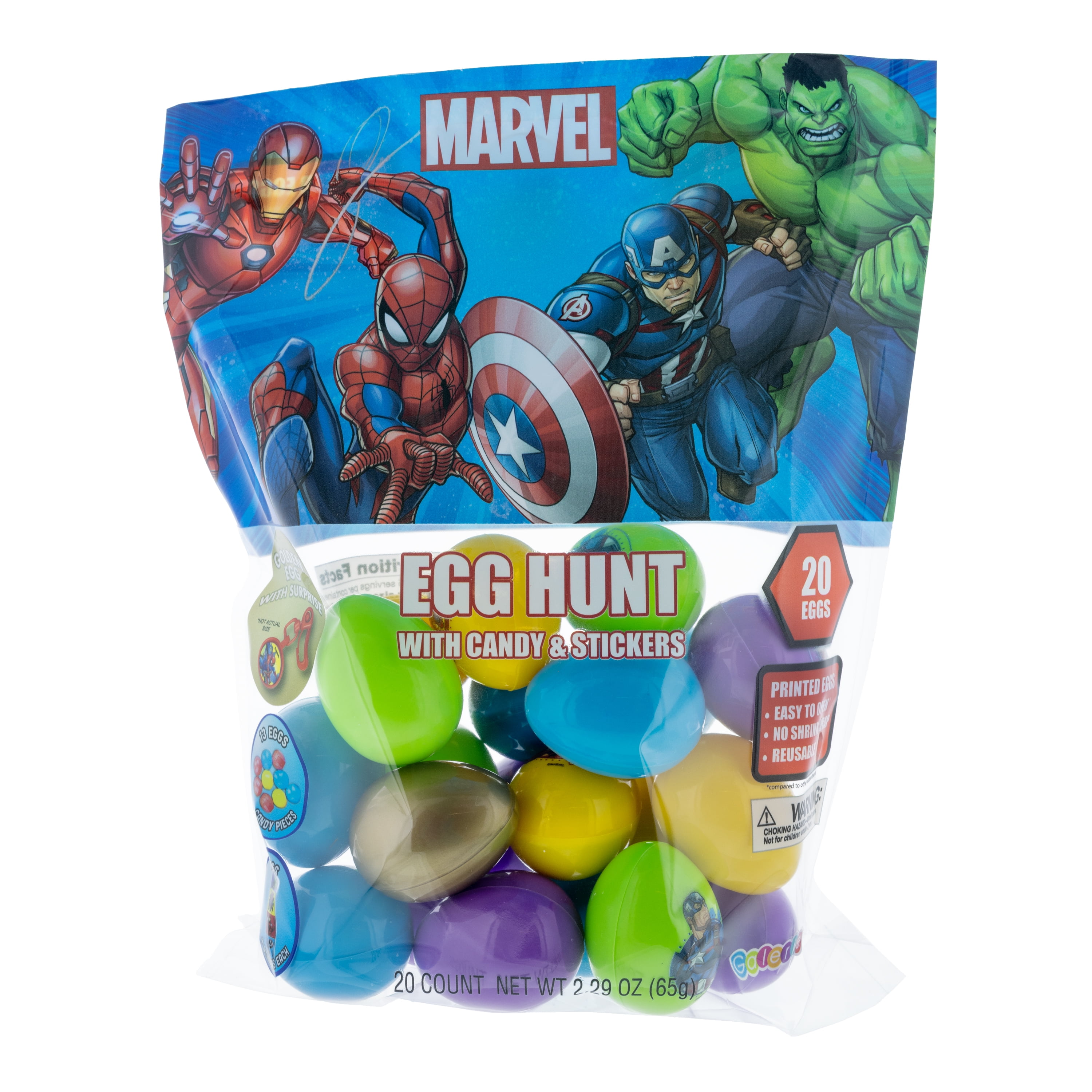 Galerie Marvel Mix 20 Count Egg Hunt Bag with Candy and Stickers, 2.29 oz