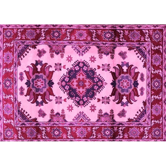 Ahgly Company Indoor Rectangle Geometric Pink Traditional Area Rugs, 5' x 7'