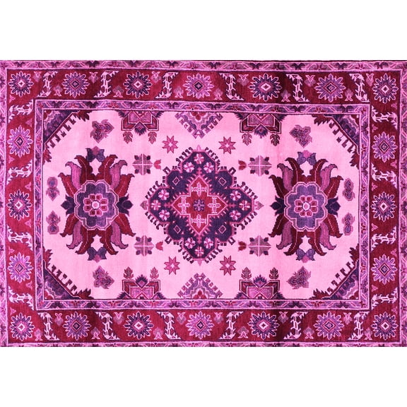 Ahgly Company Indoor Rectangle Geometric Pink Traditional Area Rugs, 2' x 3'