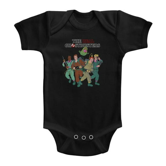 Real Ghostbusters The Whole Crew Black Infant Baby Romper