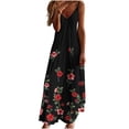 thumbnail image 2 of SMihono Robe Maxi Bohème d'Été pour Femmes Grande Taille Mode Femme Bretelles Taille Mi-Haute Col en V Sans Manches Rayée Imprimée Robe Longue de Plage, 2 of 5