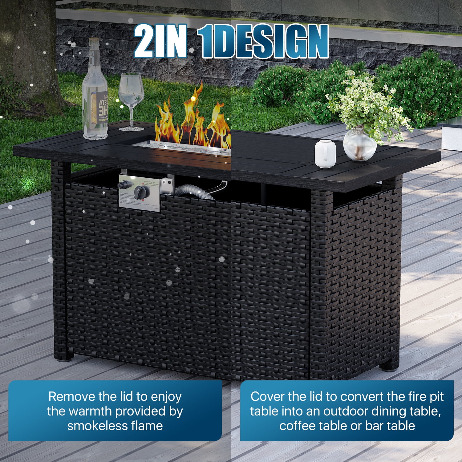 Sunmthink 8 Tempered Glass Waterproof Outdoor Conversation Sets with Sofa and Table, Blue