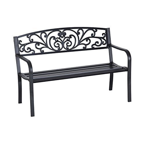 Brown Outsunny 50 Garden Bench Outdoor Loveseat with Vintage Bird Pattern Cast Iron 