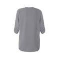 thumbnail image 1 of Qarigey Camisa de mujer con cuello en V Blusa suelta Manga larga Color sólido Top casual Prendas para la parte del cuerpo Gris M, 1 of 6