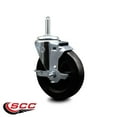 thumbnail image 2 of 5 Inch Hard Rubber Wheel Swivel 3/4 Inch Threaded Stem Caster with Brake SCC, 2 of 2