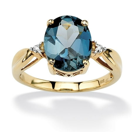 Blue Diamond Accented Ring 4.50 TCW Genuine London Blue Topaz & Diamond Accent Ring in 18k Gold over .925 Sterling Silver ()