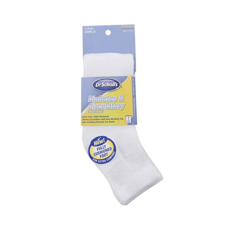 Dr. Scholl's Diabetes & Circulatory Ankle Socks White LRG 6/pk