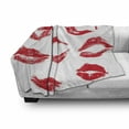 thumbnail image 3 of Kiss Soft Flannel Fleece Throw Blanket, Various Different Kiss Marks in Red Woman Seduction Lipstick Trace Worn Grunge Look, Cozy Plush for Indoor and Outdoor Use, 60" x 80", Red White, by Ambesonne, 3 of 6