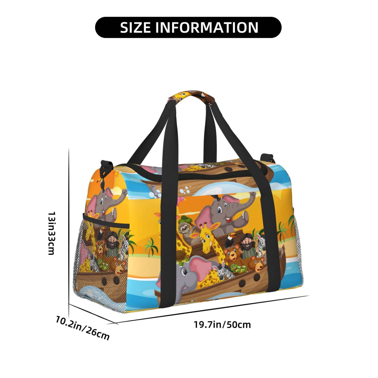 Fuzoiu Animals on Noah's Ark1 Print Travel Duffle Bag,Carry On Tote Bags,Duffel Bag,Sport Gym Bag, Hospital Bag for Labor and Delivery, Overnight Bag,Luggage Bag