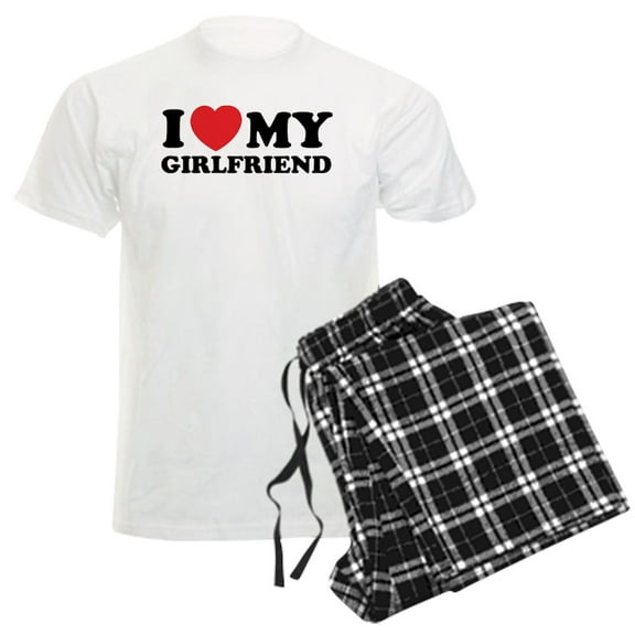 CafePress - I Love My Girlfriend Men's Light Pajamas - Men's Light Loose Fit Cotton Pajama Set