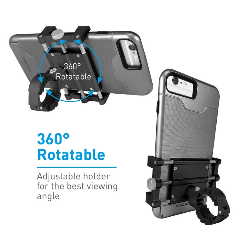 Macally Aluminum Bike Phone Mount Bicycle Holder on Handlebar for iPhone XS XS MAX XR X 8 8 Plus 7 7 Plus 6s 6 6 SE Samsung S9 s9 S8 S7 S6