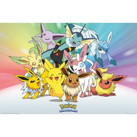 Pokemon - Gaming / TV Show Poster / Print (Eve - Pikachu & Friends) (Size: 36