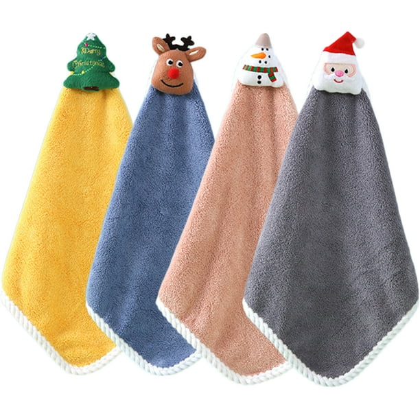 4 piezas de navidad cocina toalla manual de toalla colgando plato de toalla manual para lavar tela