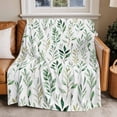 thumbnail image 2 of Watercolor Green Leaf Flannel Blanket for Bed,Travel and Camping, Pastoral Leaf Farm Plant Country Super Soft Cozy Blanket for All Seasons 40"x50", 2 of 7