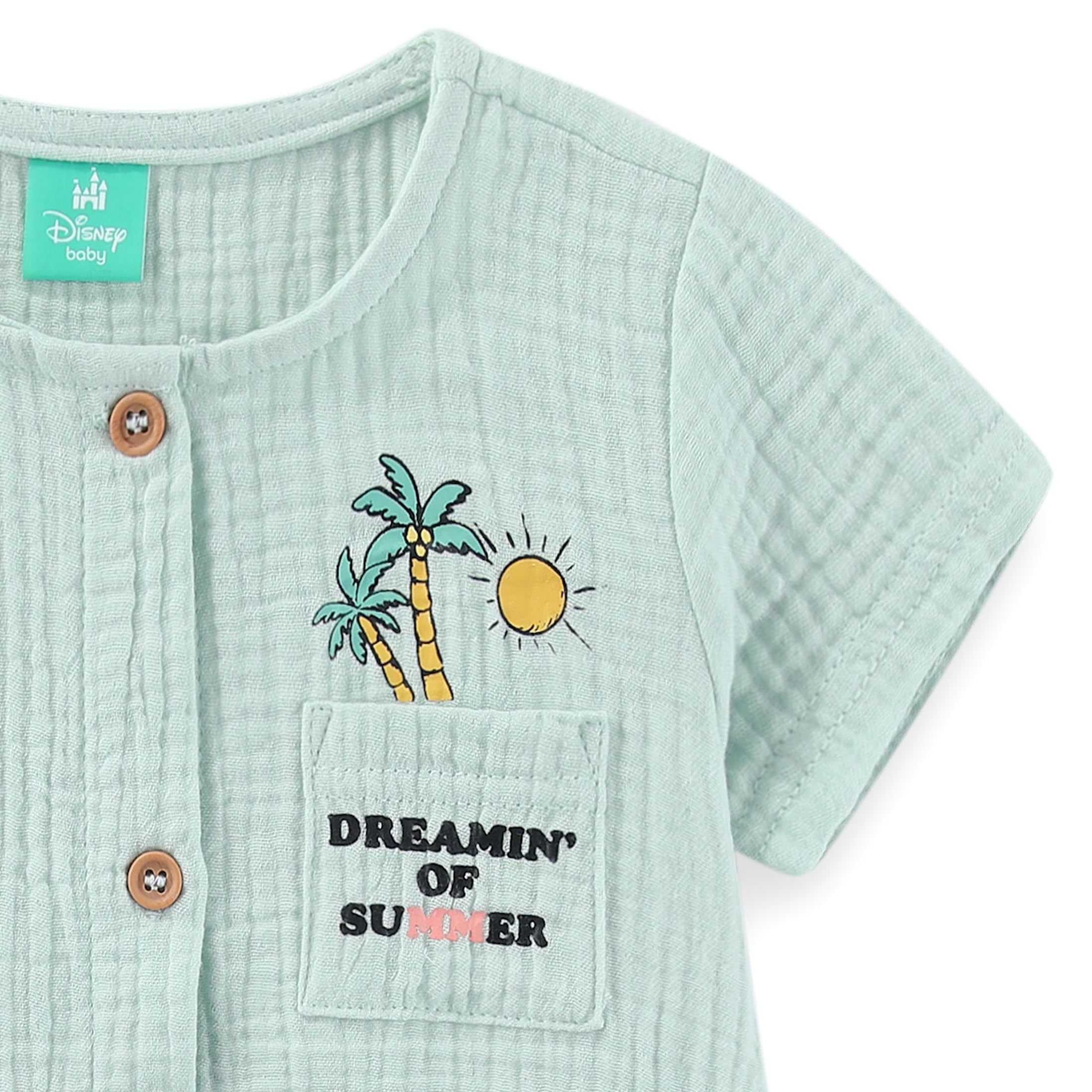 Disney Mickey Mouse Gauze Romper with Bucket Hat (Baby Boys), 2 Piece Set, Sizes 6M-24M