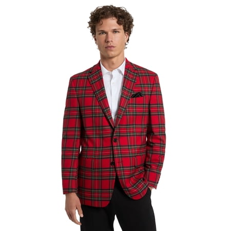 Chaps Men's Holiday Red Plaid Blazer, Sizes 40R-52R