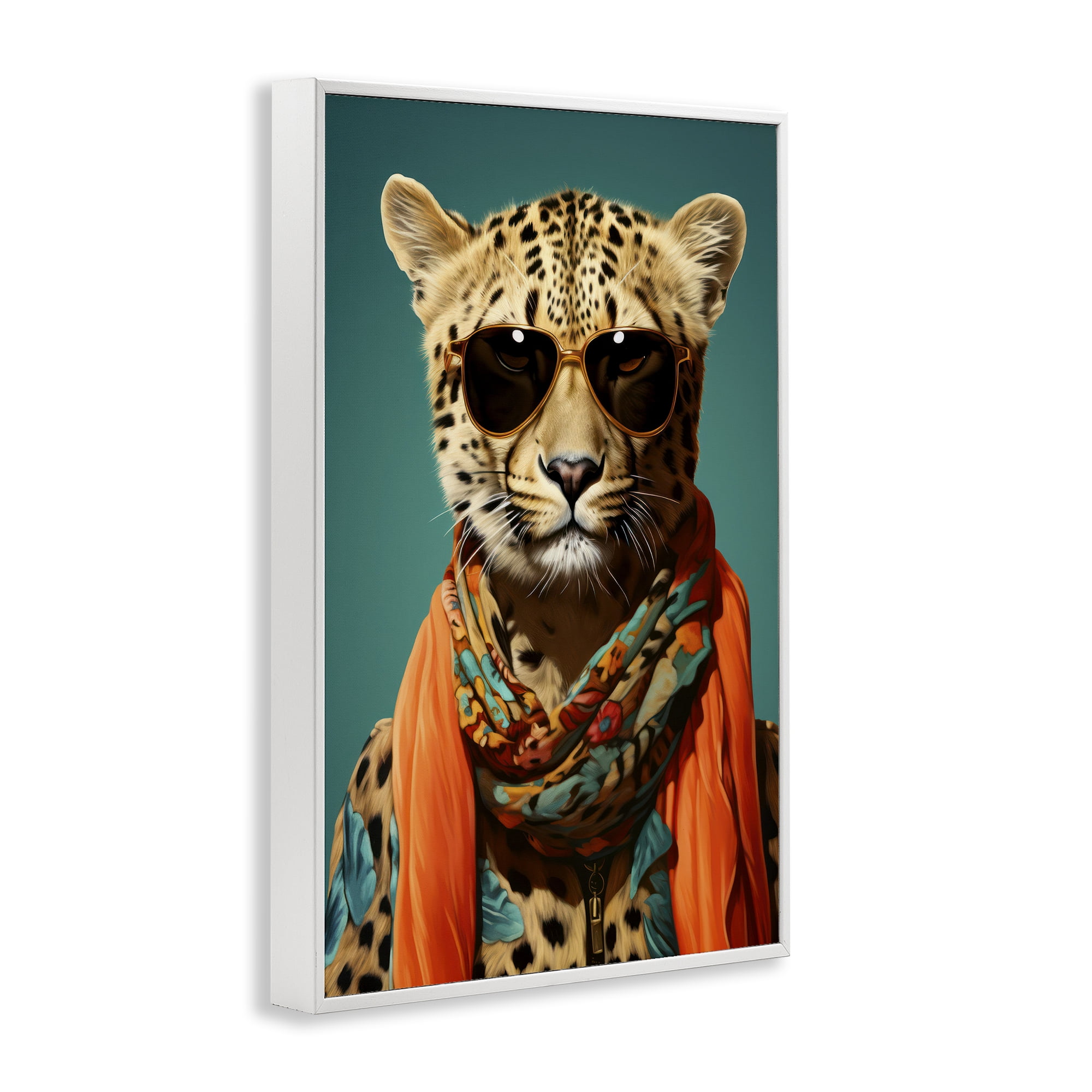 Stupell Industries Safari Glamour Leopard White Framed Giclee Art, design by Andrea Haase