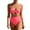 Watermelon Red, variant on successthop Bikini Sets for Women High Waisted Tie Kont Vacation Swimsuit Solid Beach 2 Piece Summer Bathing Set