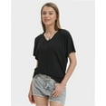 thumbnail image 2 of Womens Short Sleeve V Neck Dolman Tops with Side Shirring Loose Fit Shirts, 2 of 4
