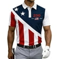 thumbnail image 2 of Men's USA 250th Anniversary Polo Tshirt, Patriotic American Flag Graphic Tee, Golf Polos with Dynamic Stripe Patterns and Breathable Mesh Fabric Multicolor XXXL, 2 of 6