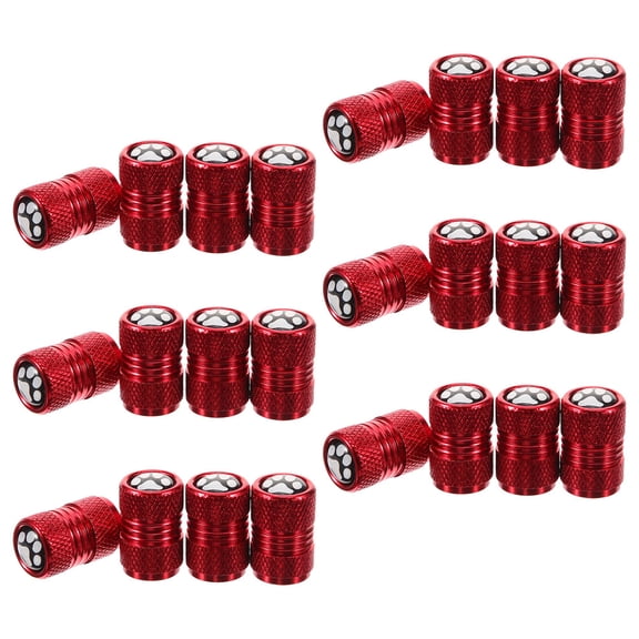 TABLZONE 24Pcs Paw Print Valve Caps Red Metal Car Tire Valve Stem Caps Protective Covers