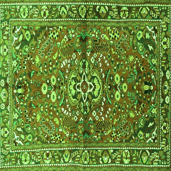 Ahgly Company Indoor Square Persian Green Traditional Area Rugs, 5' Square