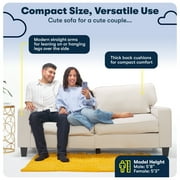 Serta Palisades 73 Track Arm Sofa, Easy Care Polyester, Loveseat or Couch for Small Spaces, Sand Beige