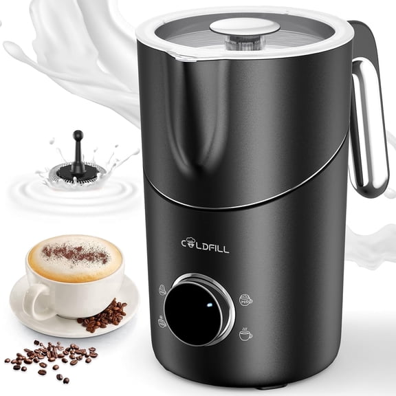8-in-1 Electric Milk Frother and Steamer, COLDFILL 13.5oz/400ml Hot & Cold Foam Maker, Quiet Dishwasher Safe for Latte Cappuccino, Black