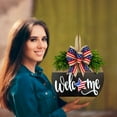 thumbnail image 4 of Independence Day Welcome Sign Wooden Plaque Decoration Memorial Day Round Wooden Patriotic Wreath Wall Hanging Outdoor For Front Door Porch Home Decor American Flag Themed Welcome, 4 of 6