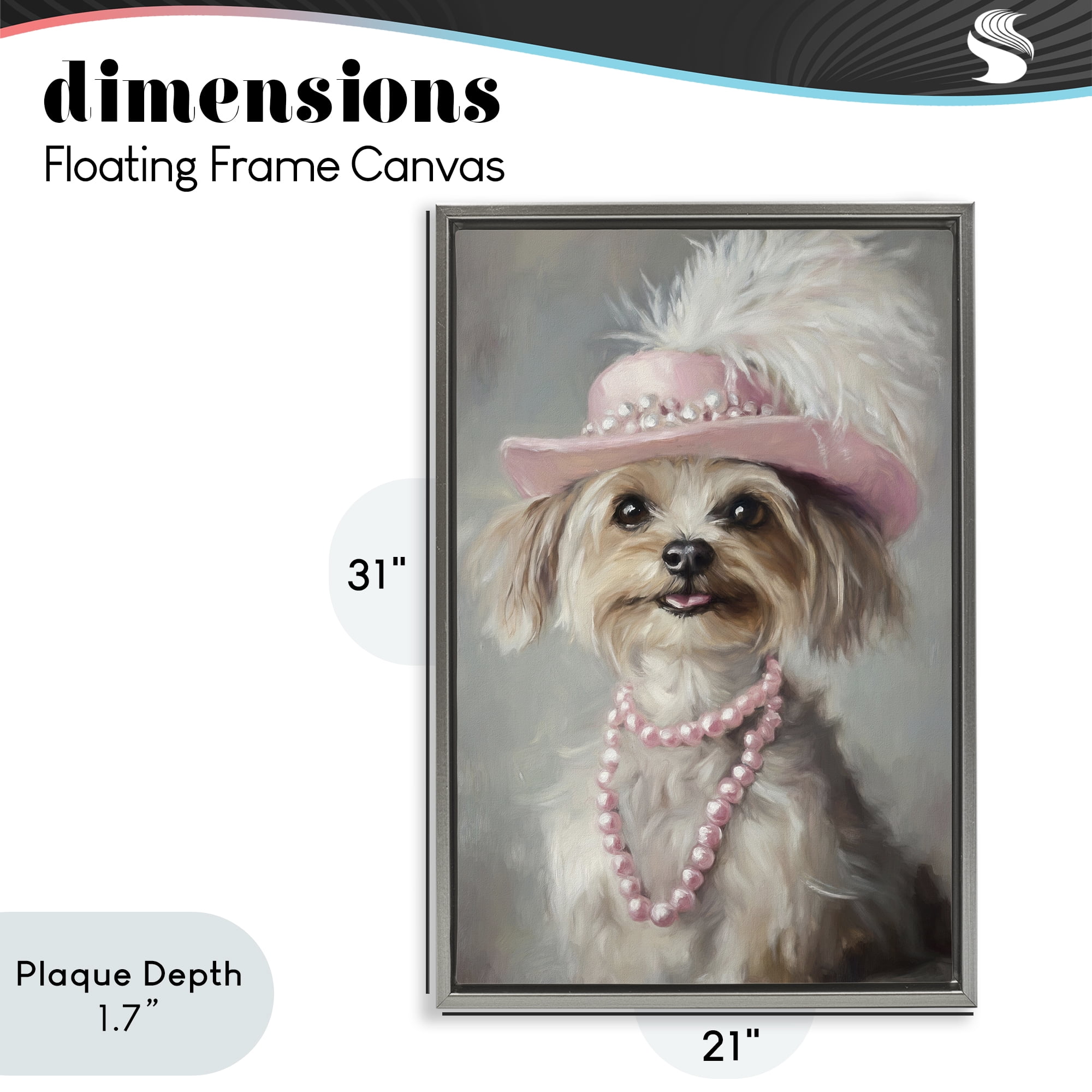 Stupell Industries Lady Yorkie Portrait Gray Framed Floater Canvas Wall Art, design by Tina LeCour