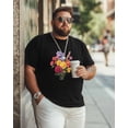 thumbnail image 4 of Men's T-Shirt Colorful Floral Carnation Short Sleeve Casual Tee Classic Crew Neck T-Shirt for Men, M, 4 of 7